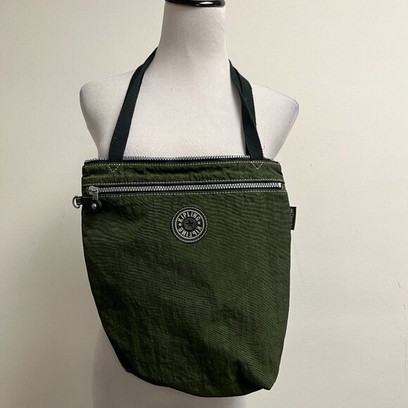 Kipling Army green zip bag tote zipper - Picture 1 of 7
